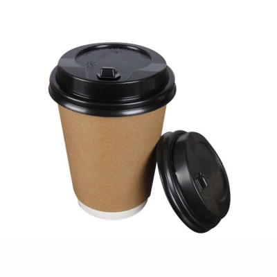 Disposable Double wall coffee to go paper cups with plastic lids cover