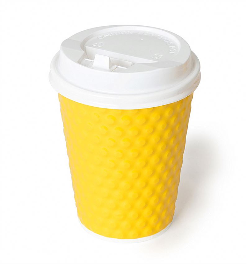 Black ripple wrap Rustic Insulated Hot Drink Paper Coffee Cup with lids in 4oz 8oz 12oz 16oz