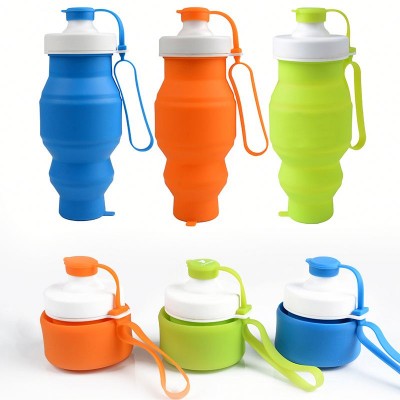 Private Label Folding Foldable Collapsible Silicone Water Bottles Wholesale for Travel Sport