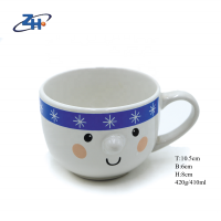 high quality grade customized decals ceramic soup mugs with handle