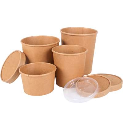 Custom Printing Kraft Paper Take Away Soup Bowl with Lid